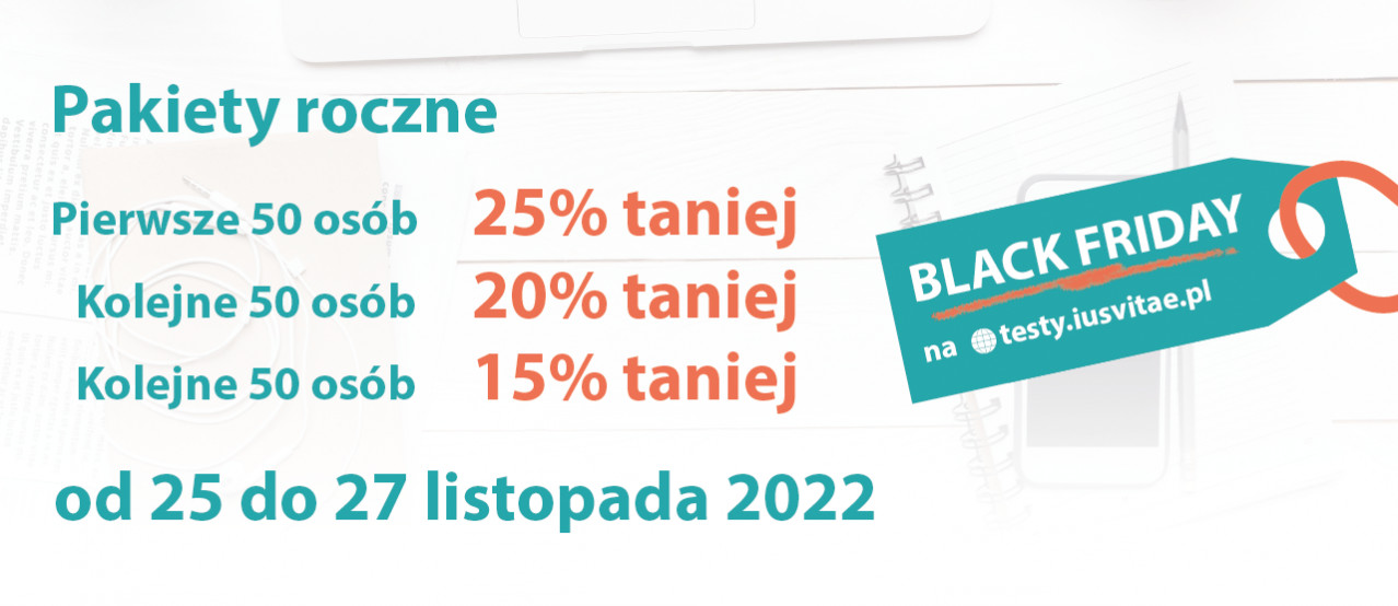 Akcja rabatowa z okazji Black Friday na roczny dostęp do testów w naszym serwisie